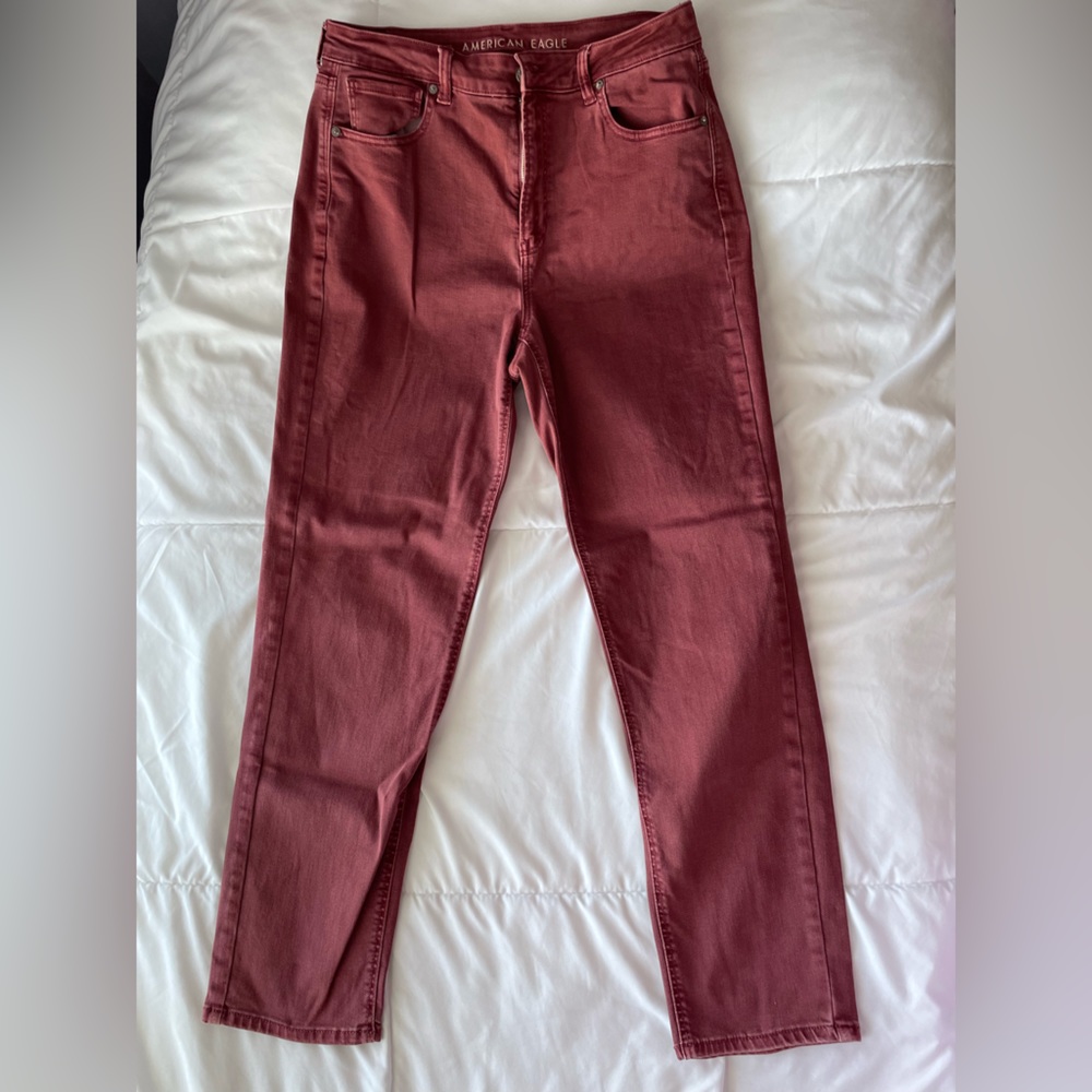 American Eagle Outfitters Women's High Rise Jeans - Rust Red